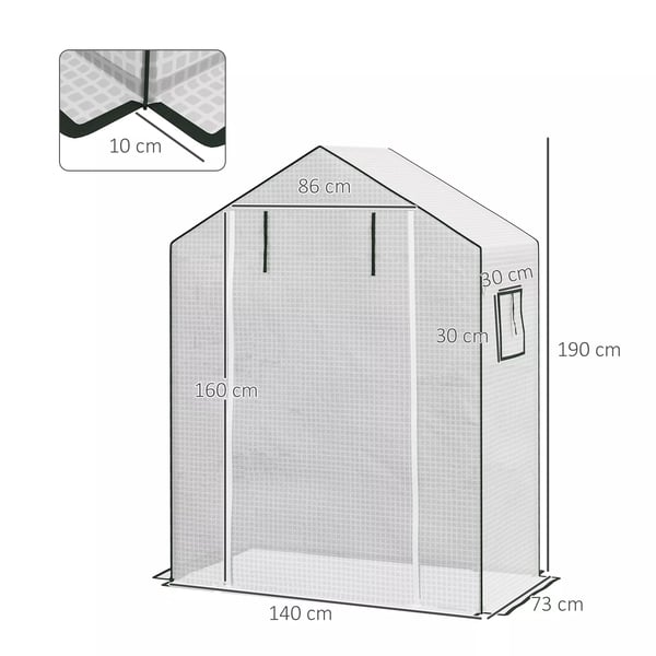 Outsunny Udskiftningsfolie til Drivhus - Hvid Plast, 140x73x190 cm
