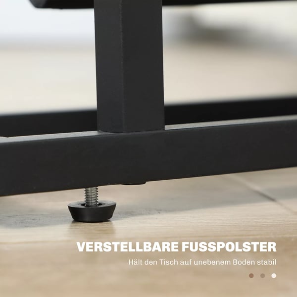HOMCOM Sidebord m. Stofpose, Glasplade, Metalstel, Sort (40x18x55.5 cm)