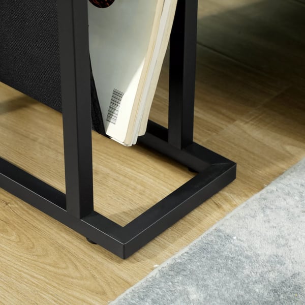 HOMCOM Sidebord m. Stofpose, Glasplade, Metalstel, Sort (40x18x55.5 cm)