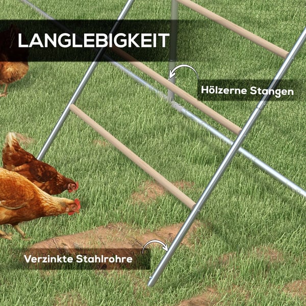 PawHut kyllingestige i træ, legeplads til høns, klatrestativ til 4-6 høns, 140 x 86 x 2,5 cm, naturtræ