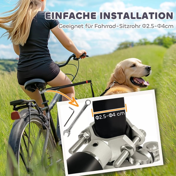 Hundkoppel för Cykel - Monterbart Hundkoppel för Cykel, Svart Polyester