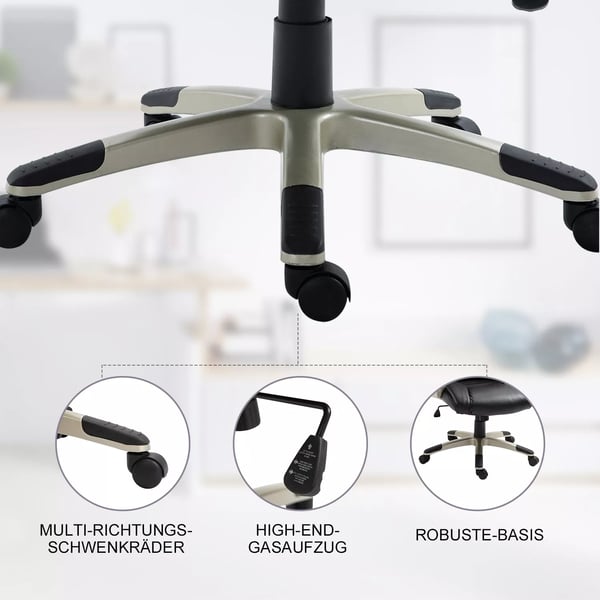 HOMCOM Ergonomisk Kontorsstol / Chefsstol - Svart Konstläder med Gungfunktion, 70x58x114-124cm
