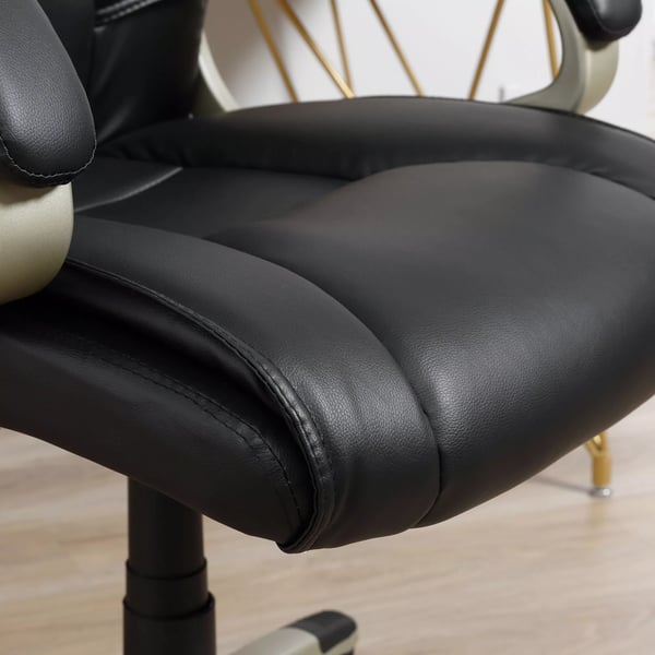 HOMCOM Ergonomisk Kontorsstol / Chefsstol - Svart Konstläder med Gungfunktion, 70x58x114-124cm