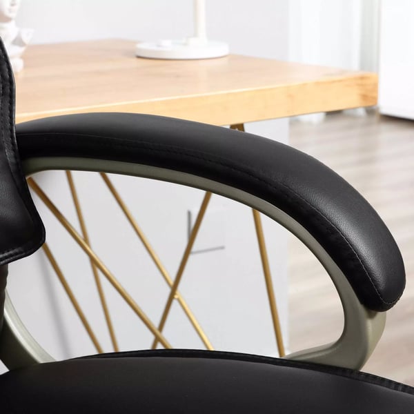 HOMCOM Ergonomisk Kontorsstol / Chefsstol - Svart Konstläder med Gungfunktion, 70x58x114-124cm
