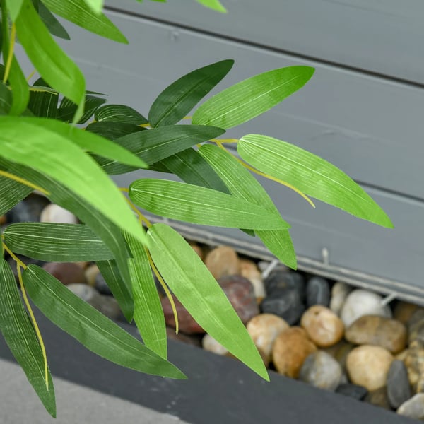 HOMCOM Keinotekoinen Bambu 140cm, Vihreä Muovi, 780 Lehteä, Ruukussa, Sisä/Ulkokäyttöön