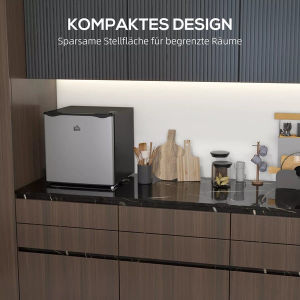 HOMCOM Mini Fryser 35L - Kompakt Frys, Sølv/Stål/Plast, -14 til -24°C