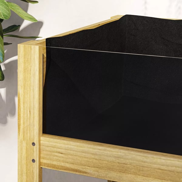 Outsunny Højbed i Grantræ med Akrylplader, Vejrbestandigt Havebed, Naturtræ, 110x50x80 cm