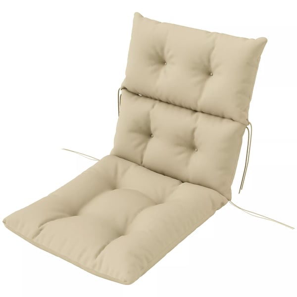 Outsunny sidde- og ryglæns hynde, 115x56 cm, 10 cm tyk polstring, beige polyester, med bindebånd