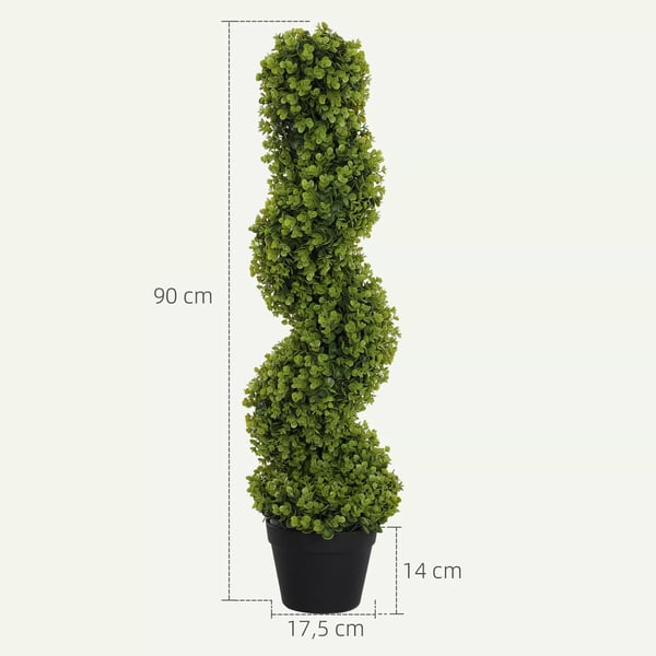 HOMCOM 2 kpl keinotekoinen kierre eukalyptus, 90 cm, vihreä, muovi