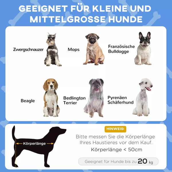 PawHut H&Føjet Hundeseng med Baldakin - M∅rkeblå Oxford, åndbar Udendørs K&ael;ledyrsseng til Små & Mellemstore