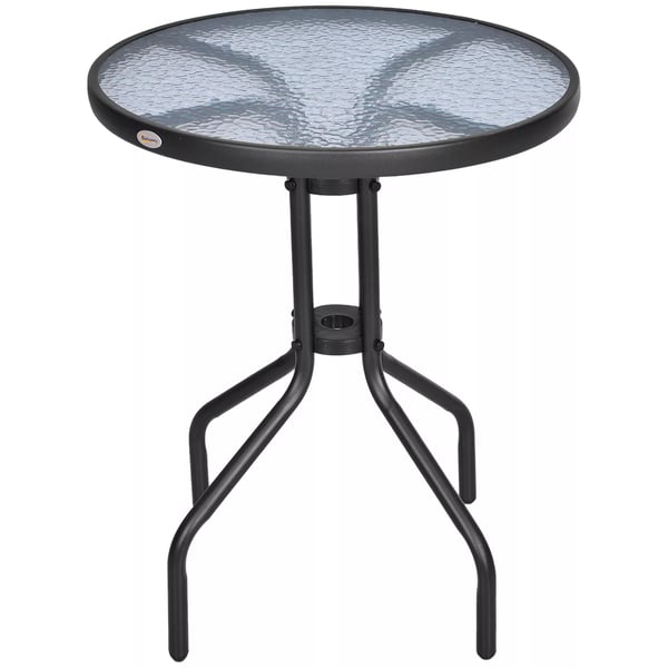Outsunny rundt havebord altanbord metal sikkerhedsglas Ø60xH70cm have altan
