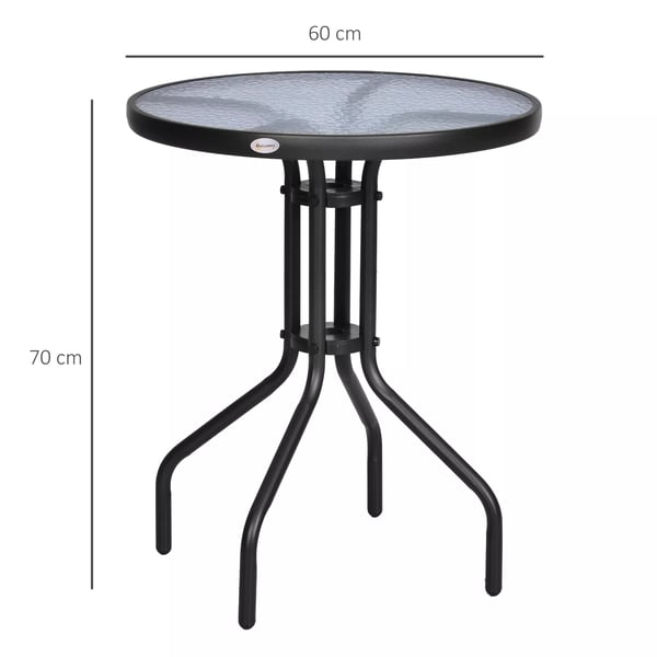 Outsunny rundt havebord altanbord metal sikkerhedsglas Ø60xH70cm have altan