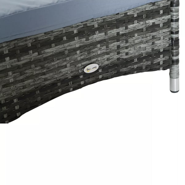 Outsunny haveliggestol, solseng, mobil med hynde, polyrattan+metal, grå, 200x73x30-103cm