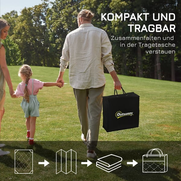 Outsunny udendørstæppe, vejrbestandigt plastiktæppe, dobbeltsidet design til altan & terrasse, grå+hvid, 182x274cm