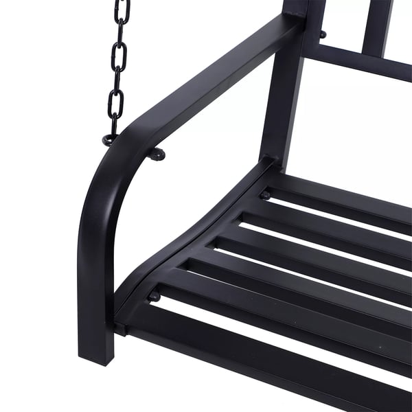 Hollywoodgynge havesving hængegynge 2-personers gyngesofa med kæder metal sort 127 x 60 x 53 cm