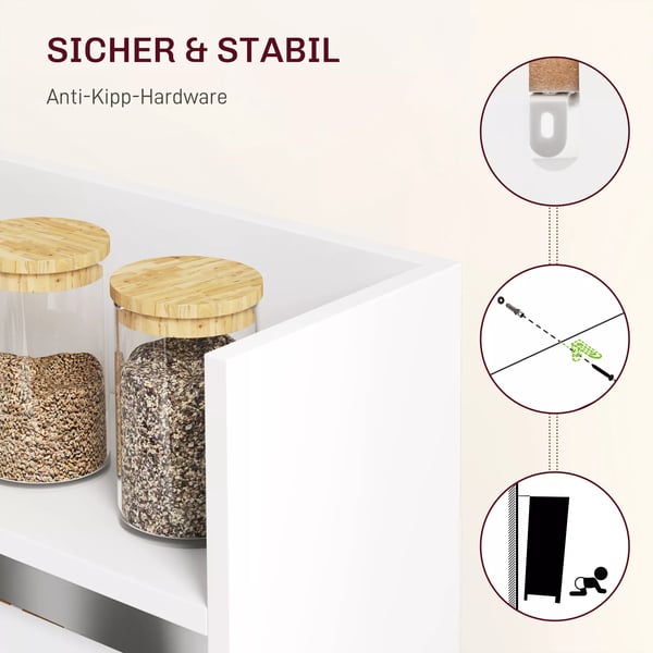 HOMCOM Hopfällbart matbord, vit, trämaterial, 80x90x93cm