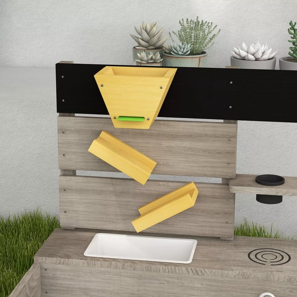 Outsunny Sandkasse i Træ med Køkkenelement og Plantekasser - Grå, 154x80x60cm