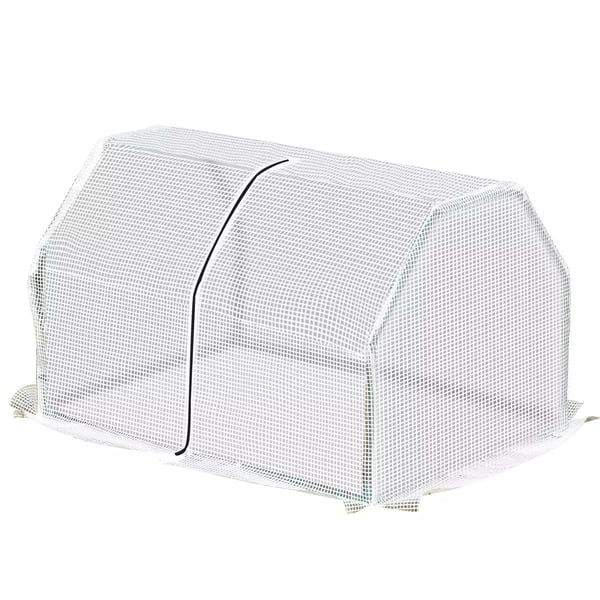 Outsunny foliedrivhus, minidrivhus, UV-bestandig mistbænk, væksthus, tomatdrivhus til haven til opdræt, hvid, 99 x 71 x 60 cm