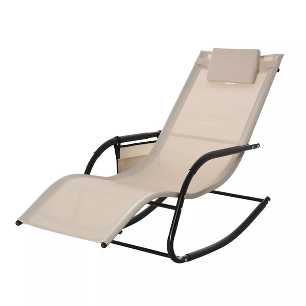 Outsunny gungstol, gungfåtölj, trädgårdsstol, gungliggdel, metall, mesh, beige, 150 x 62 x 88 cm