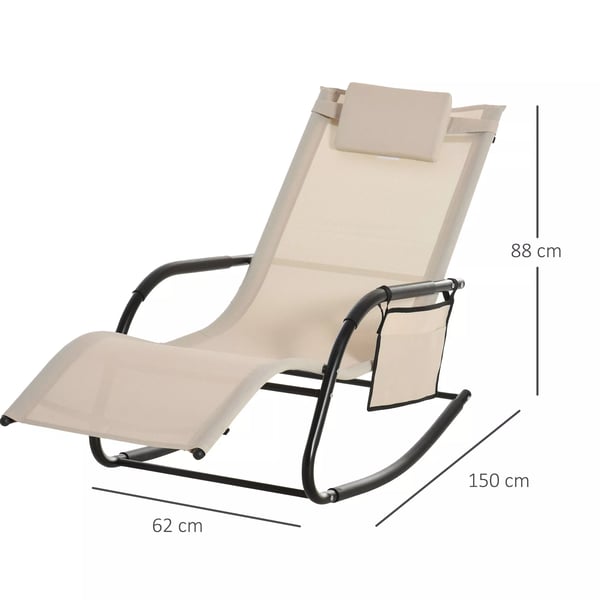 Outsunny gyngestol havestol liggestol metal mesh beige 150 x 62 x 88 cm