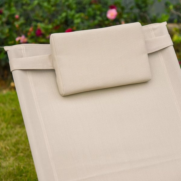 Outsunny gyngestol havestol liggestol metal mesh beige 150 x 62 x 88 cm