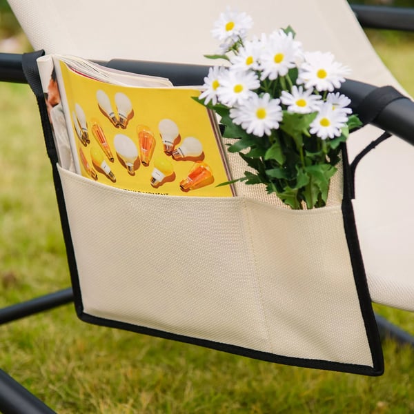 Outsunny gyngestol havestol liggestol metal mesh beige 150 x 62 x 88 cm