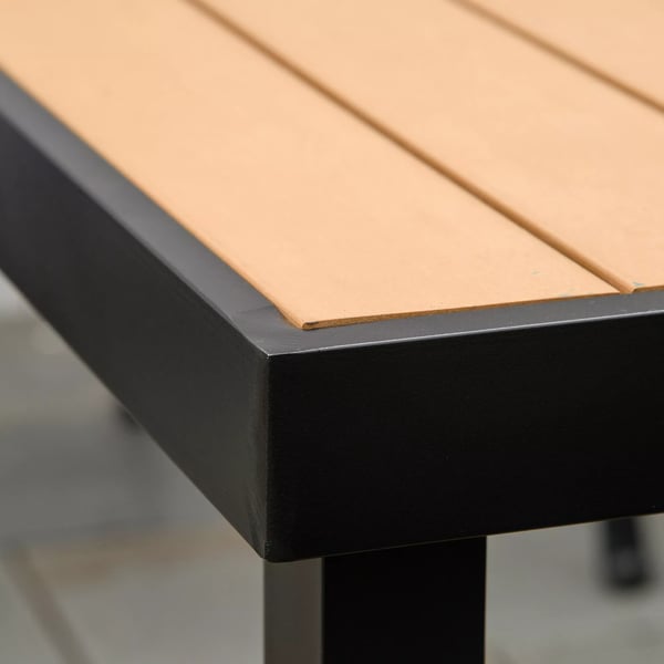 Outsunny haverbord, 6 personer, spisebord, letplejet aluminiumsbord, havemøbel, plast, natur+sort, 140x90x74cm