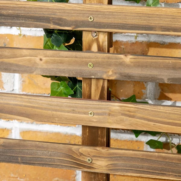 Outsunny højbed med espalier, plantekasse med hjul, plantekasse med klatrestøtte, til klatreplanter, lavet af træ, forkullet, 65 x 31 x 147 cm