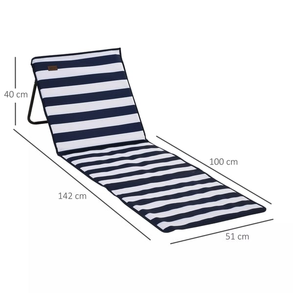 Outsunny strandmåtte 2-pak, foldbar, justerbar, med bære- og magasintaske, stål, oxford-stof, blå/hvid