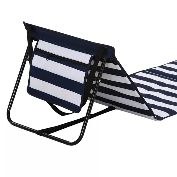 Outsunny strandmåtte 2-pak, foldbar, justerbar, med bære- og magasintaske, stål, oxford-stof, blå/hvid