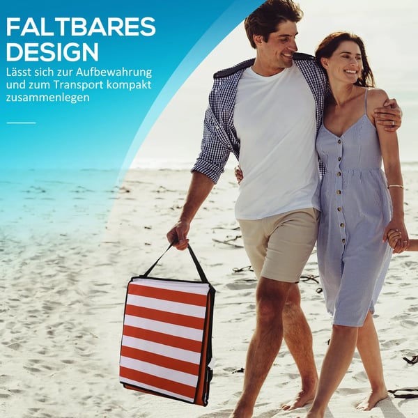 Outsunny 2-pak strandmåtte foldbar justerbar solstol strandmadras med bæretaske rød 142x51x40cm