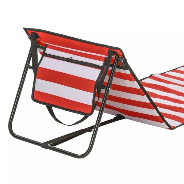Outsunny 2-pak strandmåtte foldbar justerbar solstol strandmadras med bæretaske rød 142x51x40cm