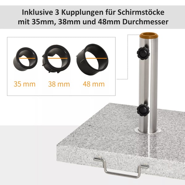 Outsunny mobil parasolfod, parasolholder, stander, 28 kg, marmor+rustfrit stål, 42x42x36 cm (Model 2)
