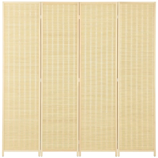 HOMCOM 4-Panels Bambus Rumdeler Skærm, 180x180cm, Foldbar Privatlivsskærm i Naturfarve
