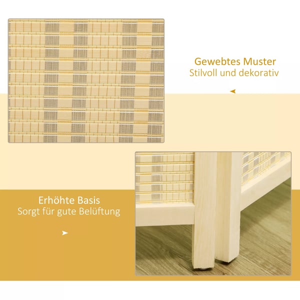 HOMCOM 4-Panels Bambus Rumdeler Skærm, 180x180cm, Foldbar Privatlivsskærm i Naturfarve