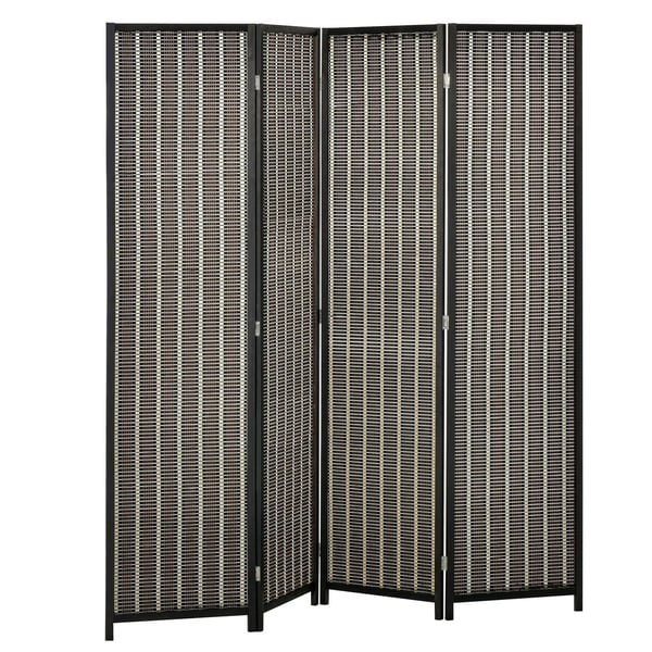 HOMCOM 4-delad paravent 180 x 180 cm, rumsavdelare i bambu och furu, hopfällbar för insynsskydd i vardagsrum, brun