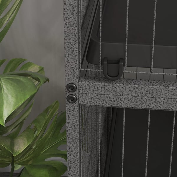 Buren för gnagare Multifunktionell 4 plattformar 3 ramper 4 dörrar Mått. 80L x 52B x 128H cm Stål Grå Silver Svart
