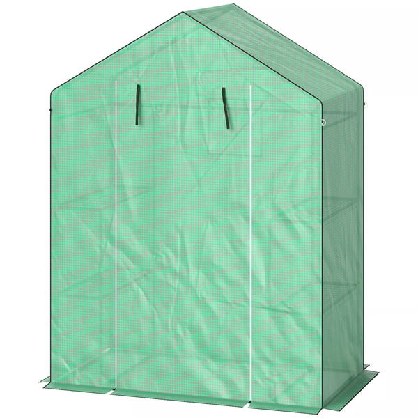 Outsunny Drivhus med hylder, grøn, 143x74x190 cm, UV-bestandig plast, til altan og have