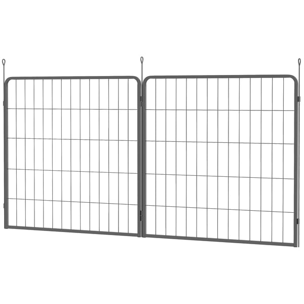PawHut 2 stk. Udvidelsessæt Hundegitterpaneler til løbegård, 80 x 80 cm hvalpegitter af stål, sort