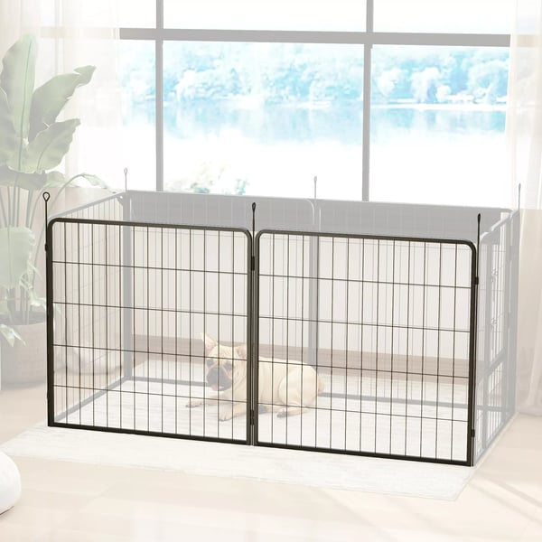 PawHut 2 stk. Udvidelsessæt Hundegitterpaneler til løbegård, 80 x 80 cm hvalpegitter af stål, sort