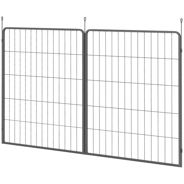 PawHut 2-delers udvidelsessæt med 2 hundegitter-paneler til indhegning, 80 x 100 cm hvalpegård af stål, til små og store hunde, sort