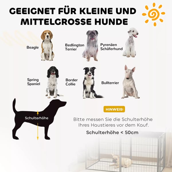 PawHut 2 stk. Udvidelsessæt Hundegitterpaneler til løbegård, 80 x 80 cm hvalpegitter af stål, sort