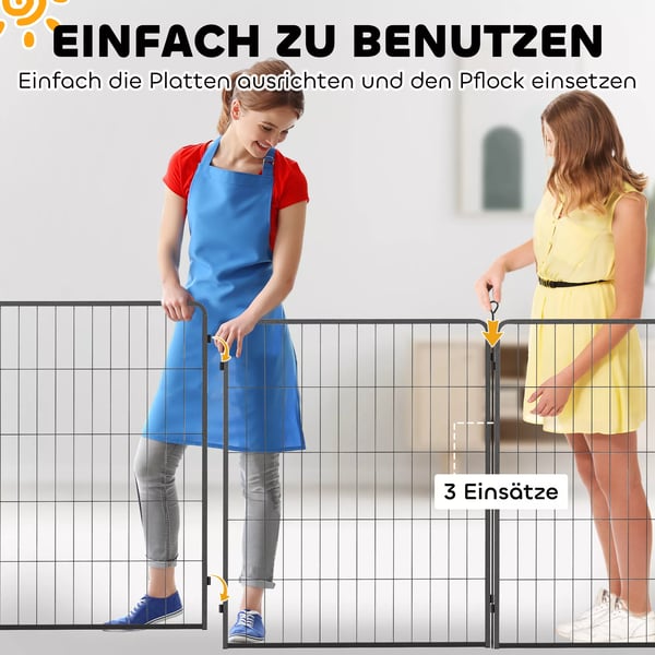 PawHut 2-delers udvidelsessæt med 2 hundegitter-paneler til indhegning, 80 x 100 cm hvalpegård af stål, til små og store hunde, sort