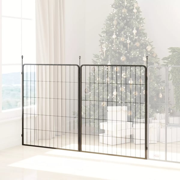 PawHut 2-delers udvidelsessæt med 2 hundegitter-paneler til indhegning, 80 x 100 cm hvalpegård af stål, til små og store hunde, sort