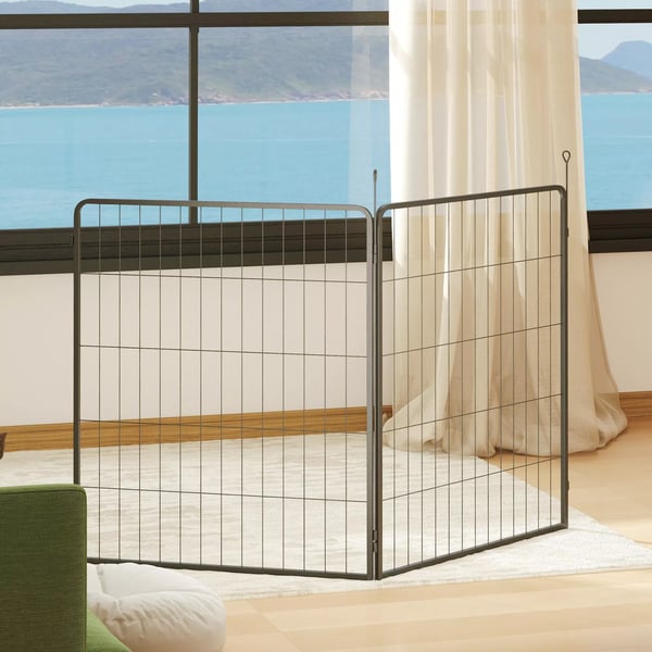 PawHut 2-delers udvidelsessæt med 2 hundegitter-paneler til indhegning, 80 x 100 cm hvalpegård af stål, til små og store hunde, sort