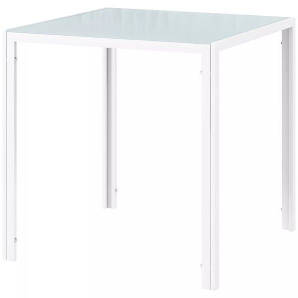 HOMCOM Spisebord 75x75cm, Hvidt bord af hærdet glas, køkkenbord til 4 personer, max. 80kg