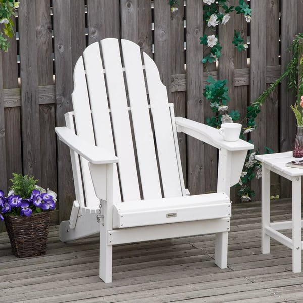 Outsunny Adirondack havestol foldbar havestol altanstol havemøbler hvid 75x87x93cm