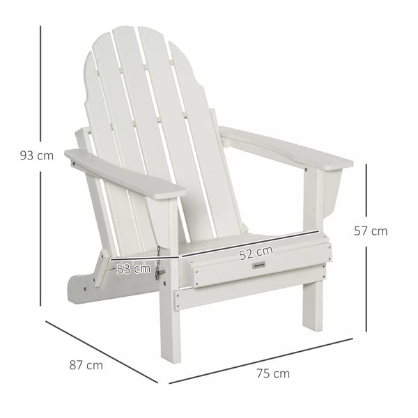 Outsunny Adirondack havestol foldbar havestol altanstol havemøbler hvid 75x87x93cm