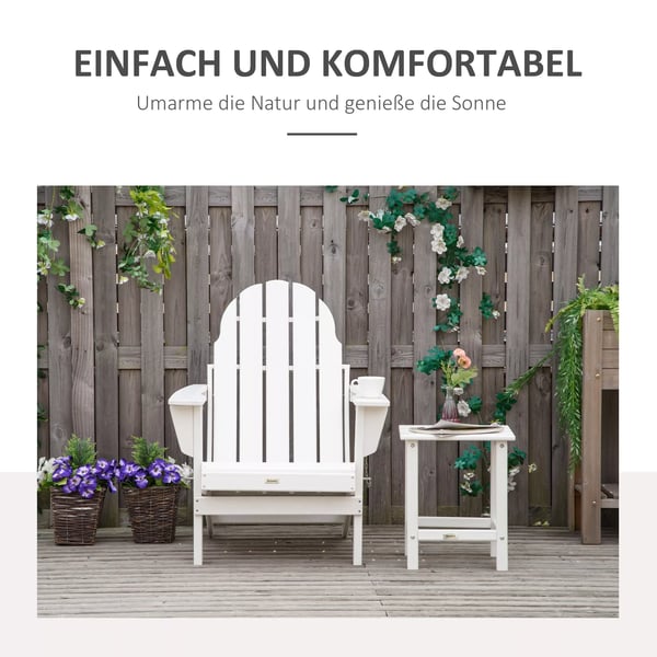 Outsunny Adirondack havestol foldbar havestol altanstol havemøbler hvid 75x87x93cm