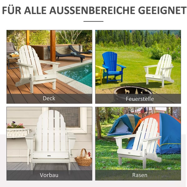 Outsunny Adirondack havestol foldbar havestol altanstol havemøbler hvid 75x87x93cm